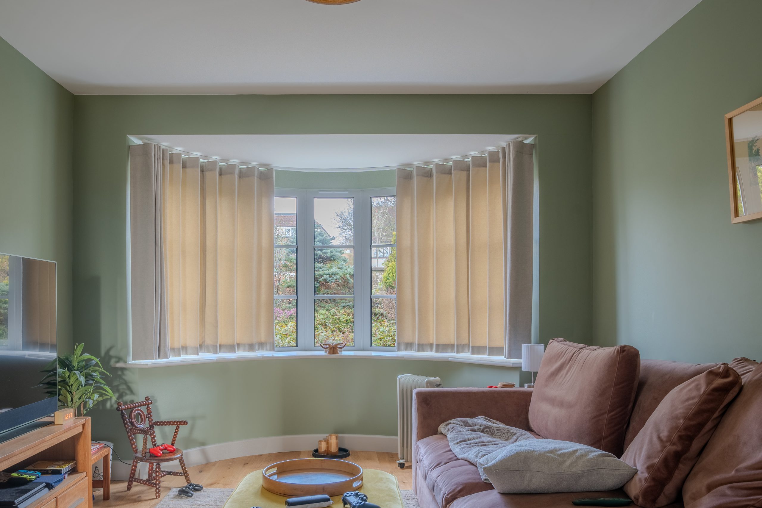 Stylish window curtains in a home setting